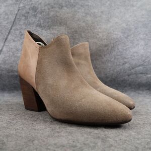 Diba True Shoes Womens 9.5 Booties Block Heel Fashion Leather Zip Brown Classic